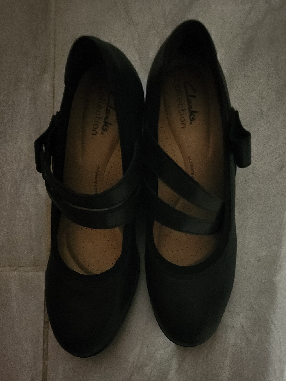 Clarks Women's Black Mary Jane Flats with Dual Straps